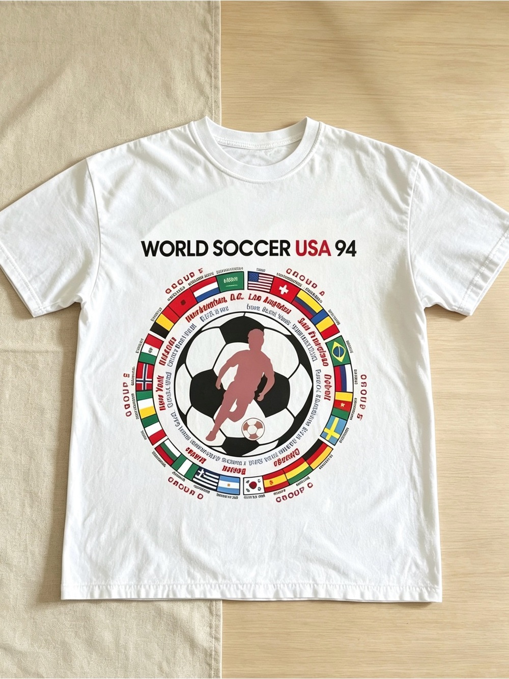 World Soccer USA 94 White Graphic Short Sleeve Tee